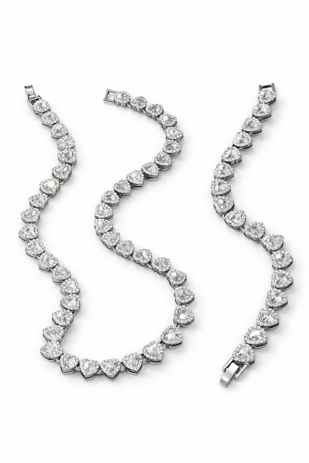 Nuevo Estilo Collar Con Mosaico Con Forma De Corazón Plateado.